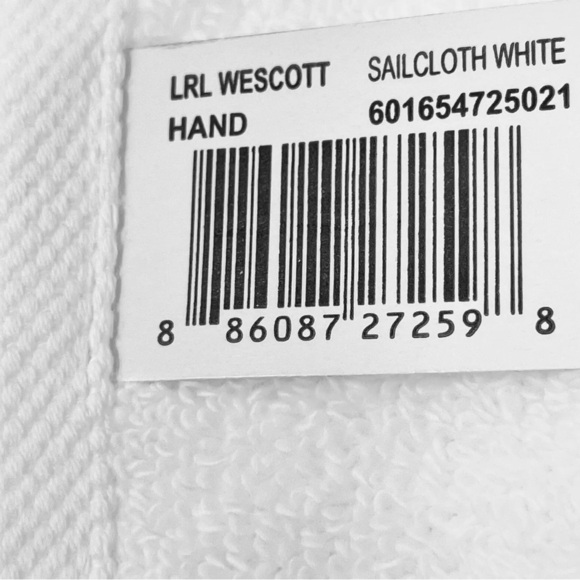 Lauren Ralph Lauren set of 2 White Wescott cotton Hand Towels NWT - Picture 3 of 4